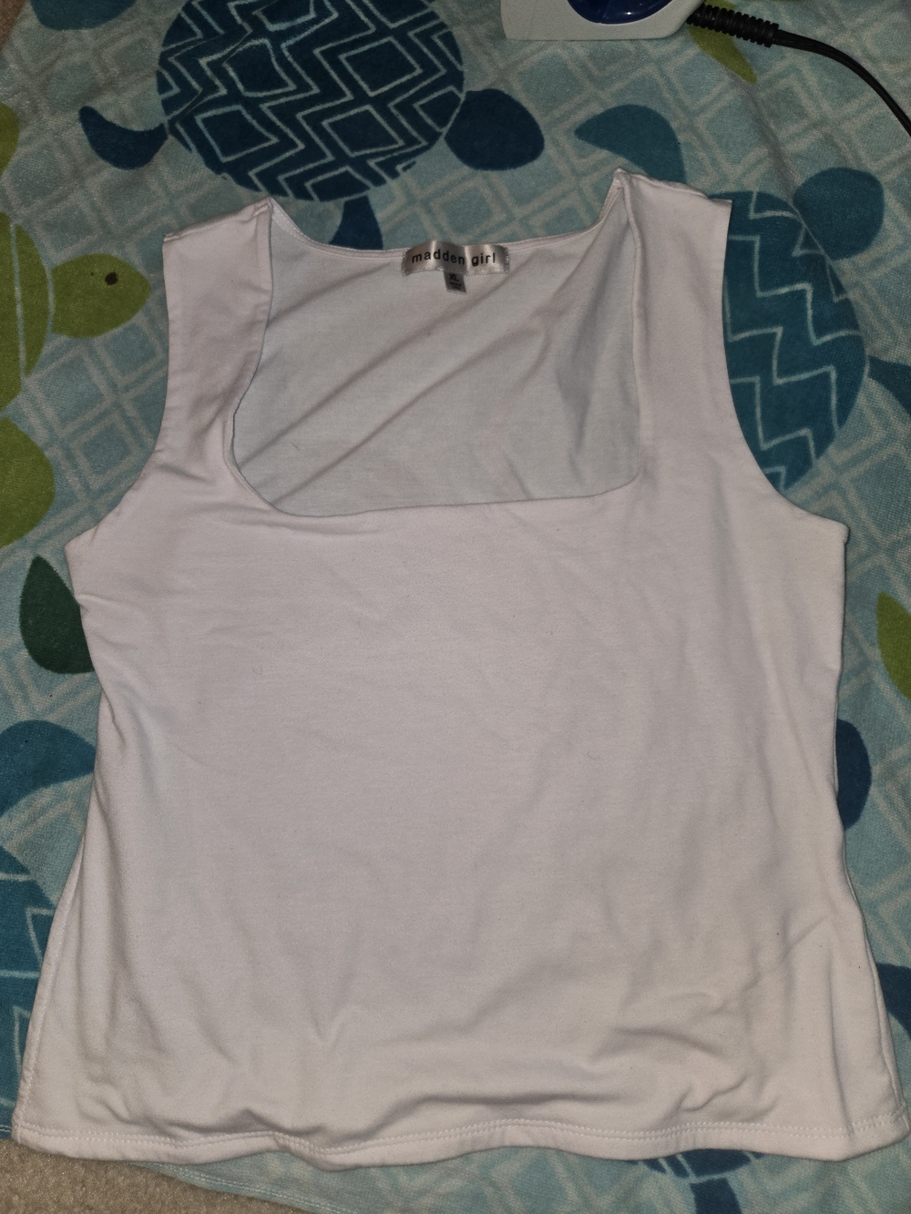 Madden Girl White Square Neck Tank Top
